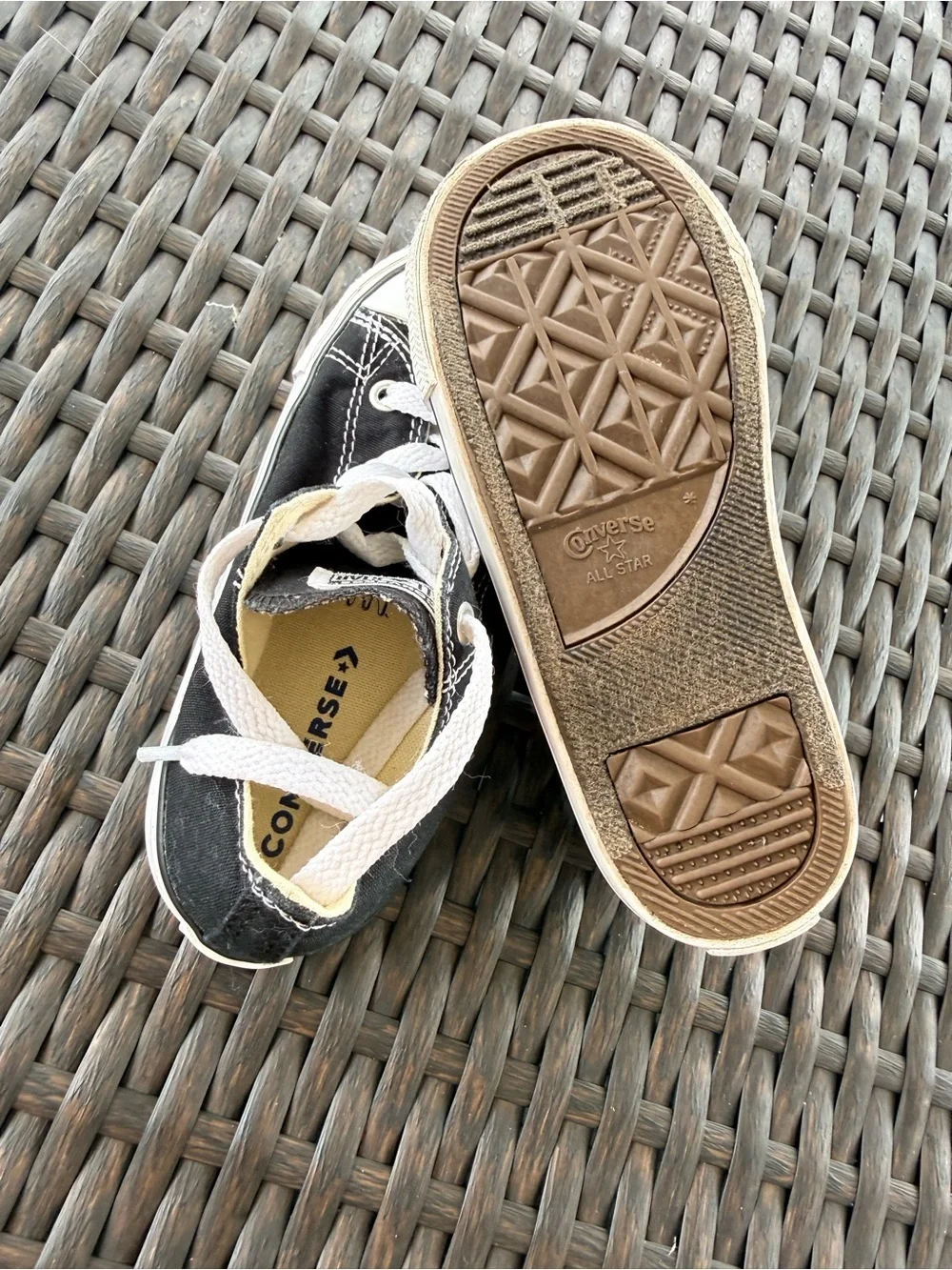Converse All Star Kids Low Top Sneakers Black White Size 10 Toddler